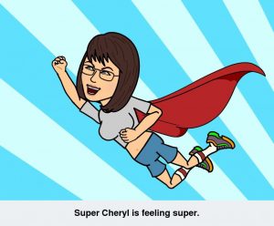 Super Cheryl (flying with cape)