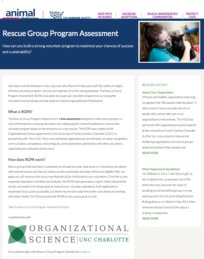 Rescue Group Program Assessment