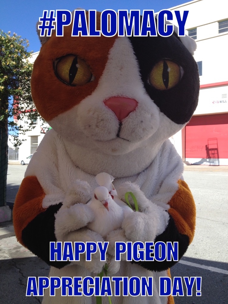 Opal Says Nice Kitty! Happy Pigeon Appreciation Day