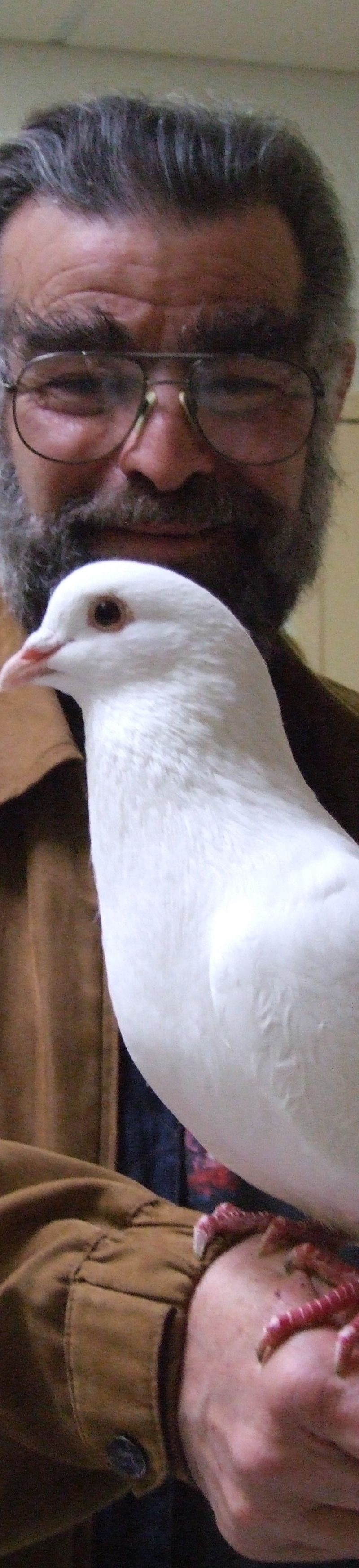Man holding pigeon