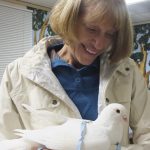 Gayle meeting her first king pigeon- Snow