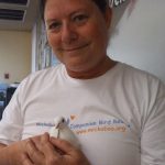 Mickaboo volunteer with rescued dove