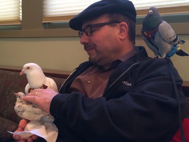 Craig is inexperienced handling birds but he's got a wonderful way with them