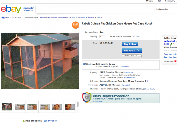 Rabbit Guinea Pig Chicken Coop House Pet Cage Hutch