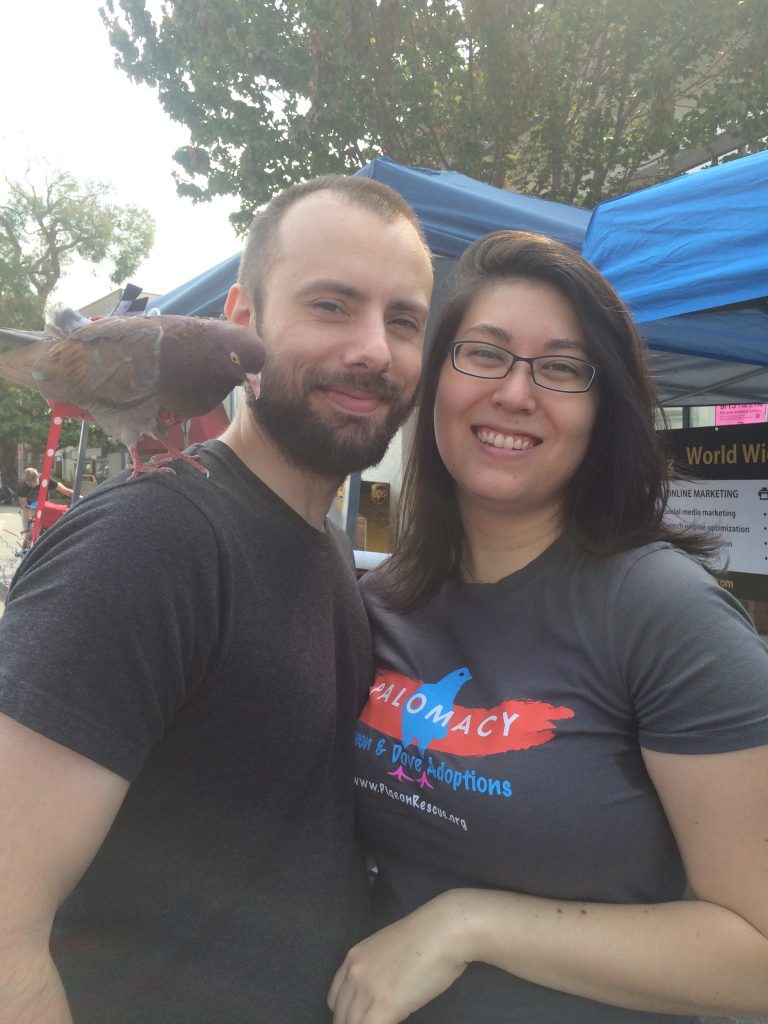 Ragweed (wearing pants &amp; harness) and his people volunteering at an outreach event